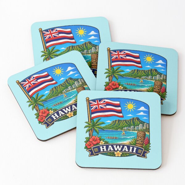 Item preview, Hawaii with Flag, Beach and Diamond Head designed and sold by Myra365Art.