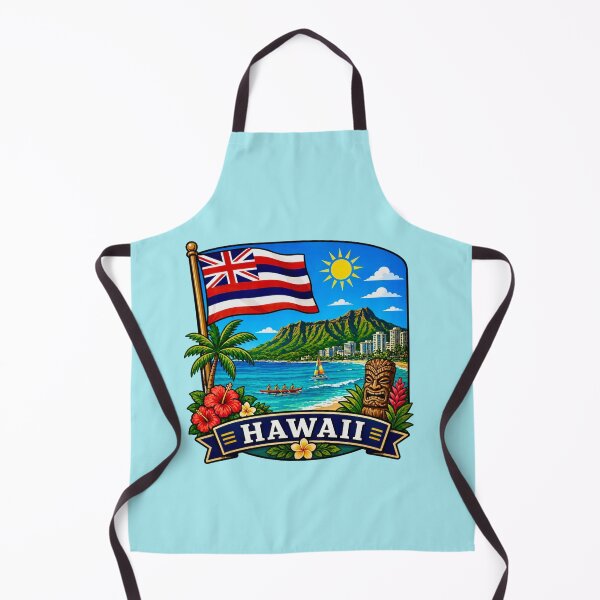 Item preview, Hawaii with Flag, Beach and Diamond Head designed and sold by Myra365Art.