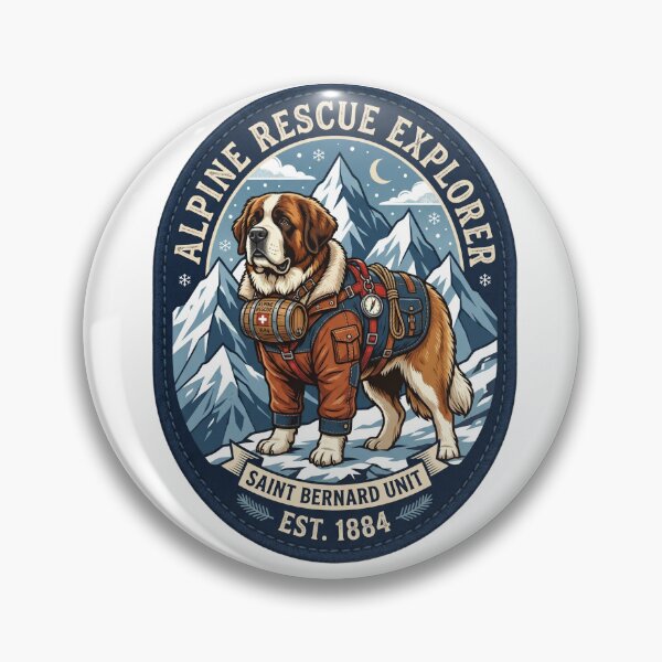 Item preview, Saint Bernard Alpine Mountain Rescue Explorer Retro Winter Patch designed and sold by PictoVibe.