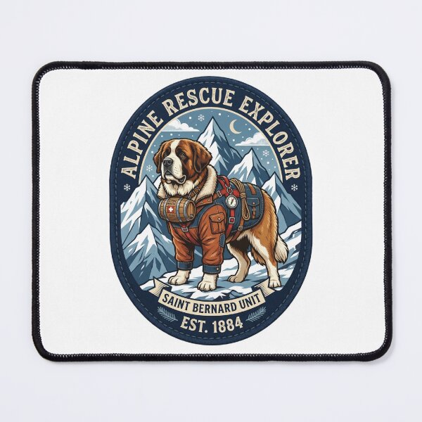 Item preview, Saint Bernard Alpine Mountain Rescue Explorer Retro Winter Patch designed and sold by PictoVibe.