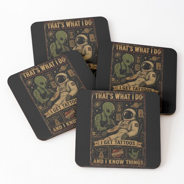 Item preview, Alien Tattoo Artist and Astronaut Vintage Cosmic Humor designed and sold by eliramaison.