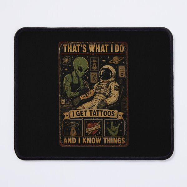 Item preview, Alien Tattoo Artist and Astronaut Vintage Cosmic Humor designed and sold by eliramaison.