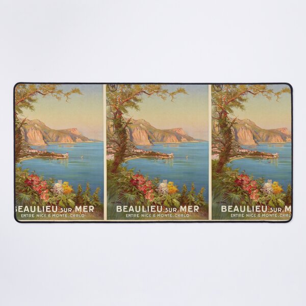 Item preview, Vintage Beaulieu-sur-Mer Travel Poster | French Riviera Art by Pierre Commarmond | Mediterranean Coastline Decorative Wall Art designed and sold by artofuniverse.