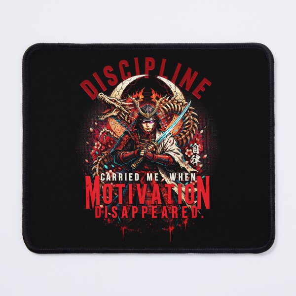 Item preview, Discipline Carried Me When Motivation Disappeared – Samurai Warrior & Dragon Skeleton Art designed and sold by FinalArcStudio.