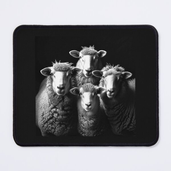 Item preview, Black and White Four Sheep Portrait Farmhouse Art designed and sold by inkoutninja.