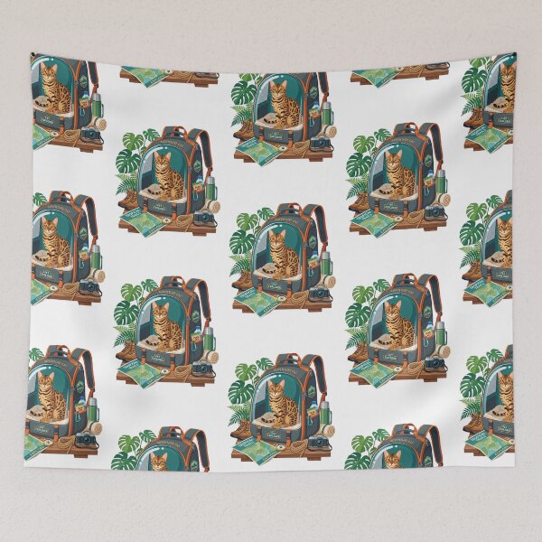 Item preview, Bengal Cat Backpacking Explorer Cute Travel Adventure Window designed and sold by PictoVibe.