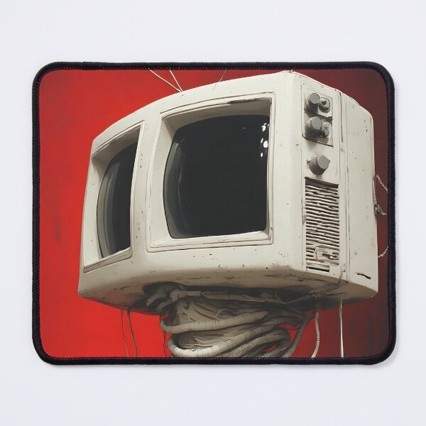 Item preview, White Double Screen TV Head With A Red Background designed and sold by UrbanTempleArt.