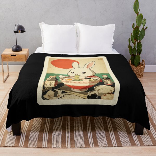 Item preview, Cute Bunny Eating Ramen Vintage Japanese Style designed and sold by JordynLadukeg65.