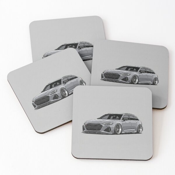 Item preview, Audi RS6 Avant C8 Nardo Gray Custom Stance Wagon Illustration designed and sold by Motorline44.