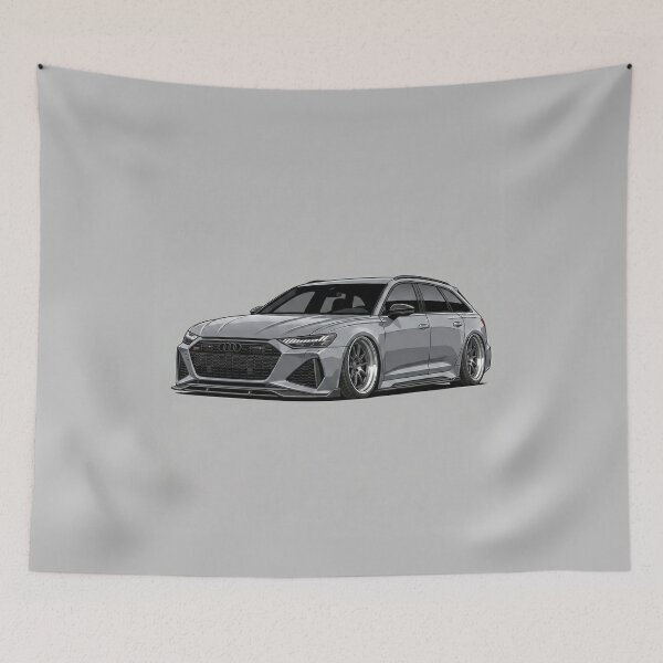 Item preview, Audi RS6 Avant C8 Familiar Gris Nardo Custom Stance Ilustración designed and sold by Motorline44.