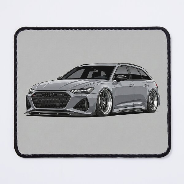 Item preview, Audi RS6 Avant C8 Nardo Gray Custom Stance Wagon Illustration designed and sold by Motorline44.