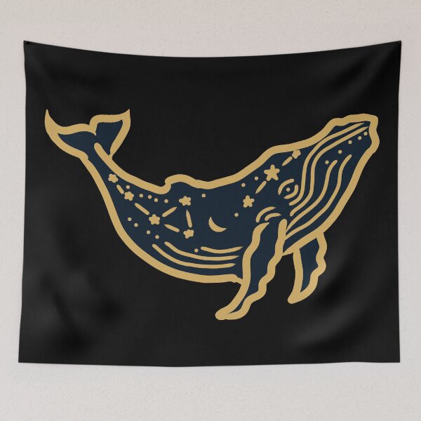 Item preview, Celestial Whale Constellation Navy Gold Cosmic Ocean designed and sold by HopeAndHustle.