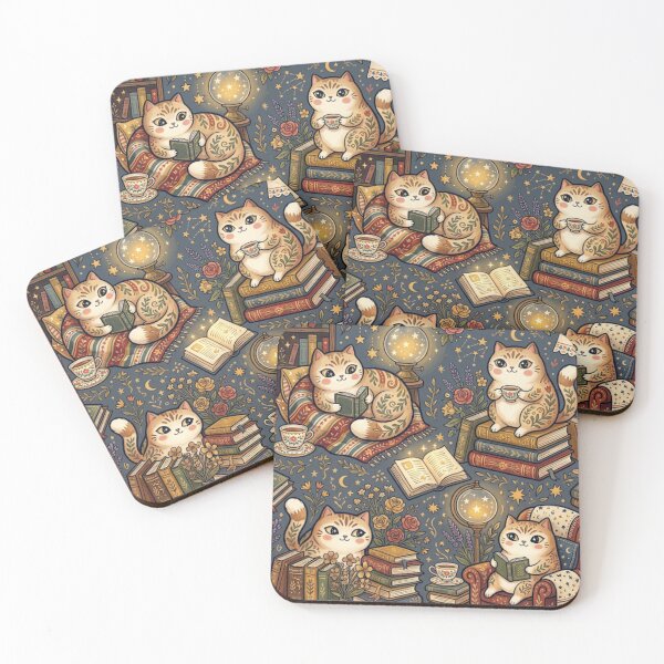 Item preview, Cozy Fantasy Library Cats for Book Lovers designed and sold by Iampoji.