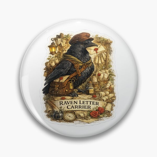 Item preview, Raven Letter Carrier | Fantasy Postal Raven Sticker | Cottagecore Messenger Bird Art designed and sold by MrDev.