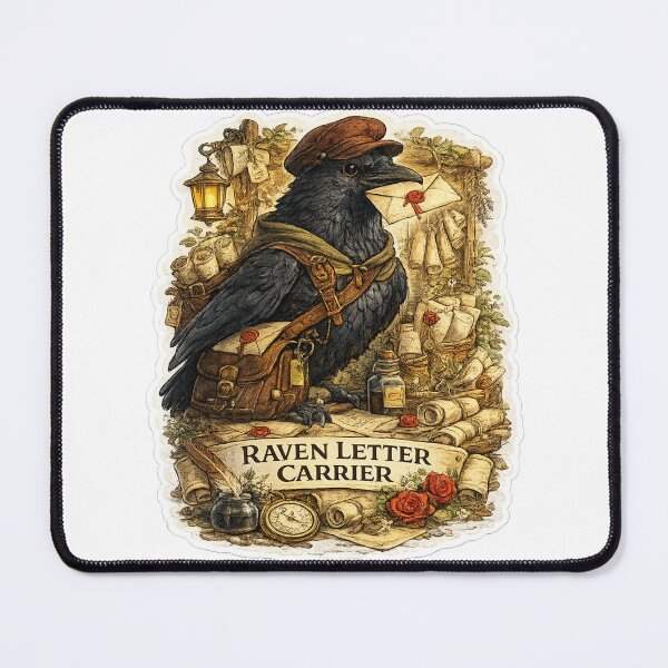 Item preview, Raven Letter Carrier | Fantasy Postal Raven Sticker | Cottagecore Messenger Bird Art designed and sold by MrDev.
