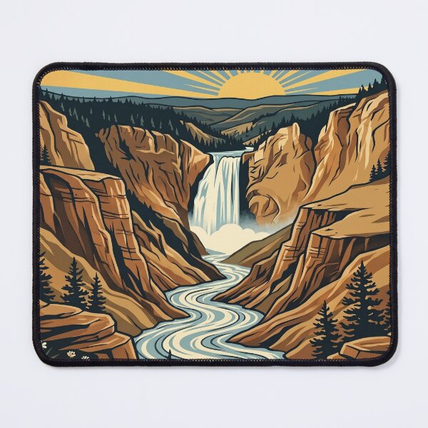 Item preview, Malama Aina Care for the Land — Yellowstone Canyon Waterfall Bald Eagle Conservation Art Print designed and sold by MālamaThreads.