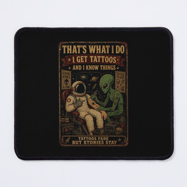 Item preview, Vintage Space Tattoo Parlor Illustration with Alien designed and sold by eliramaison.