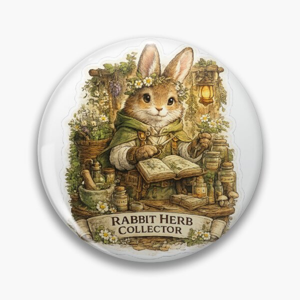 Item preview, Rabbit Herb Collector | Cottagecore Herbalist Bunny Sticker | Cozy Fantasy Botanical Art designed and sold by MrDev.