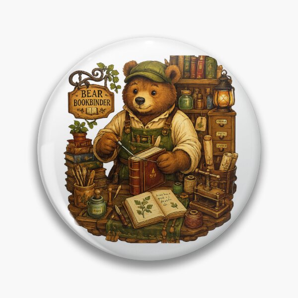 Item preview, Bear Bookbinder | Cozy Library Craftsman Bear Sticker | Book Lover & Dark Academia Fantasy Art designed and sold by MrDev.