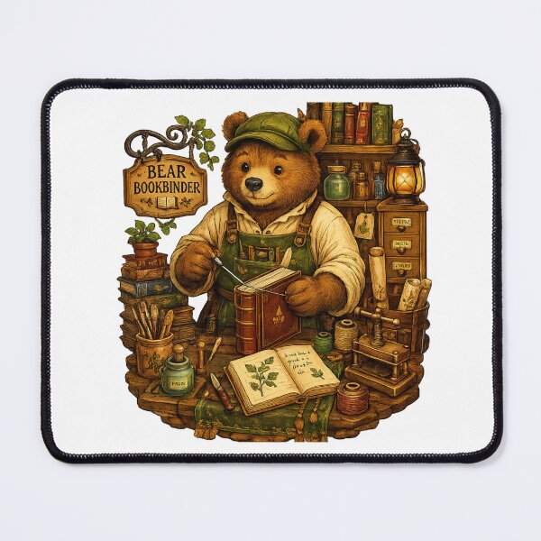Item preview, Bear Bookbinder | Cozy Library Craftsman Bear Sticker | Book Lover & Dark Academia Fantasy Art designed and sold by MrDev.