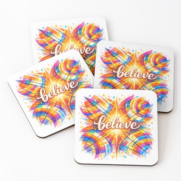 Item preview, Believe – Vibrant Stained Glass Typography designed and sold by Cukupsehatlah.