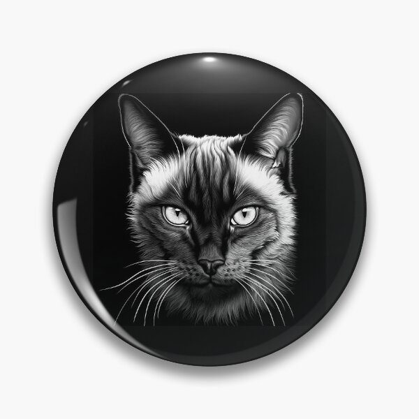 Item preview, Black and White Siamese Cat Portrait Art designed and sold by inkoutninja.