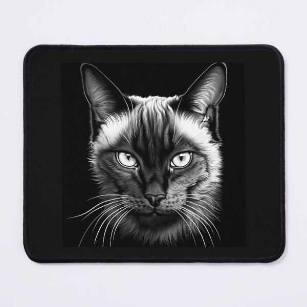 Item preview, Black and White Siamese Cat Portrait Art designed and sold by inkoutninja.