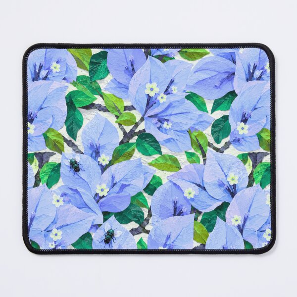 Item preview, Blue Bougainvillea Bee Seamless Pattern – Serene Botanical Paper Collage Floral Design, designed and sold by SWSandraWechner.