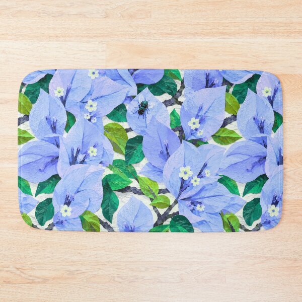 Item preview, Blue Bougainvillea Bee Seamless Pattern – Serene Botanical Paper Collage Floral Design, designed and sold by SWSandraWechner.