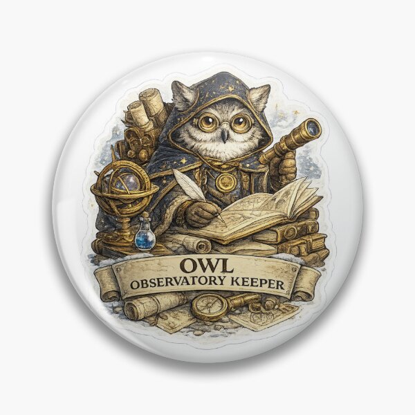 Item preview, Owl Observatory Keeper | Astronomy Owl Sticker | Celestial Scholar & Space Explorer Fantasy Art designed and sold by MrDev.