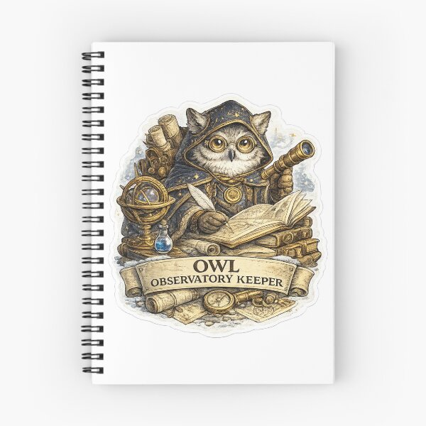 Item preview, Owl Observatory Keeper | Astronomy Owl Sticker | Celestial Scholar & Space Explorer Fantasy Art designed and sold by MrDev.