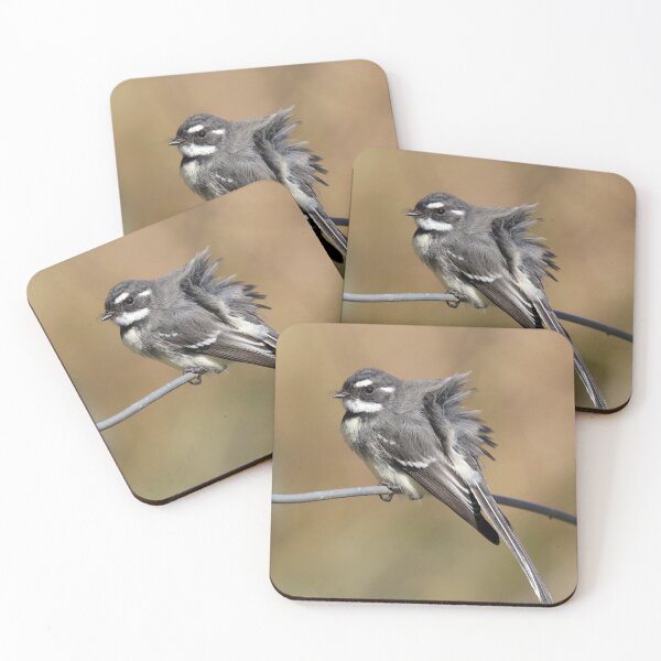 Item preview, Grey Fantail Fluffing Feathers on a Wire designed and sold by 27Tammy27.