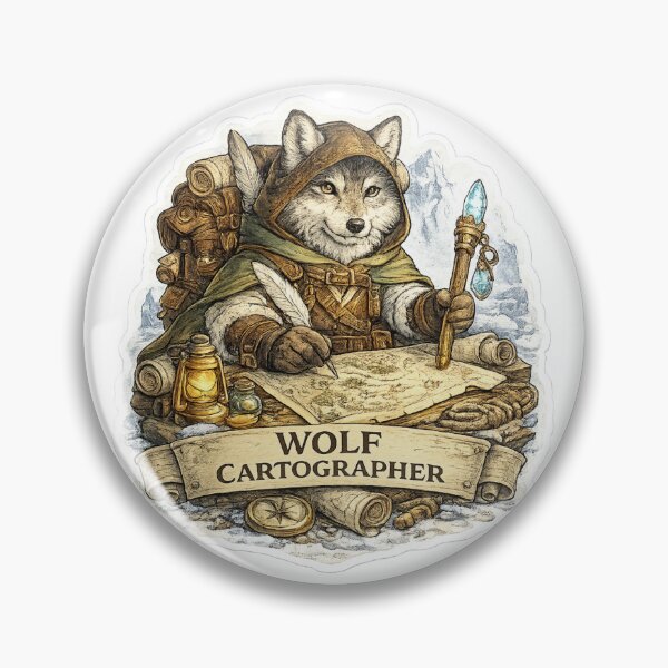 Item preview, Wolf Cartographer | Fantasy Mapmaker Wolf Sticker | Adventure Explorer & Wilderness Navigator Art designed and sold by MrDev.