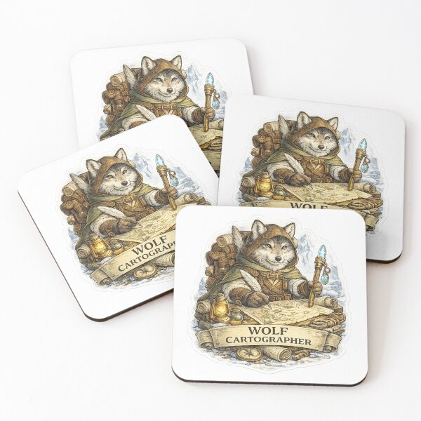 Item preview, Wolf Cartographer | Fantasy Mapmaker Wolf Sticker | Adventure Explorer & Wilderness Navigator Art designed and sold by MrDev.