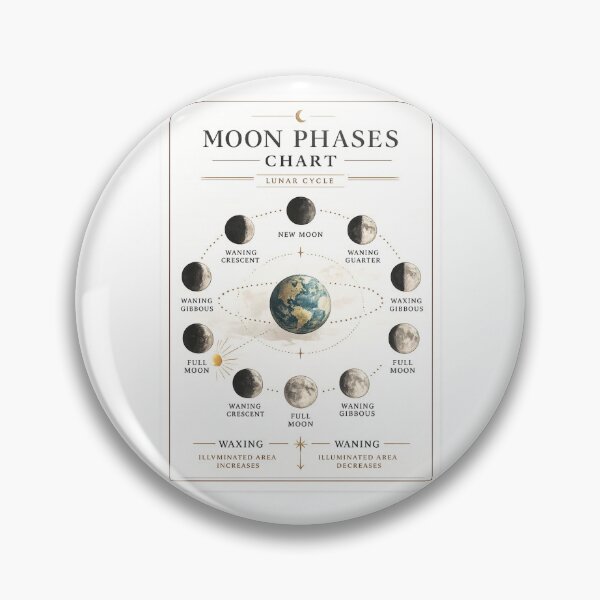 Item preview, Moon Phase Chart | Minimalist Lunar Cycle Poster | Astronomy Wall Art & Educational Moon Phases Decor designed and sold by MrDev.