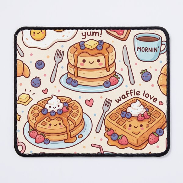 Item preview, Kawaii Big Breakfast Pattern - Cute Pancakes, Waffles & Bacon designed and sold by LevelUpLad.