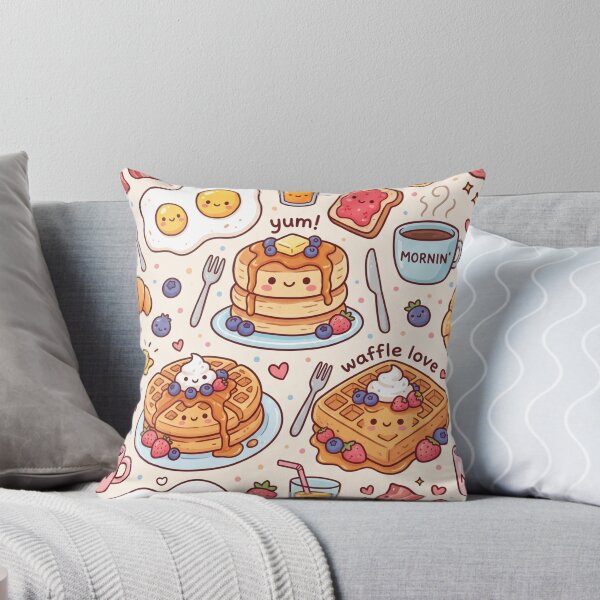 Item preview, Kawaii Big Breakfast Pattern - Cute Pancakes, Waffles & Bacon designed and sold by Zack's Digital Threads.