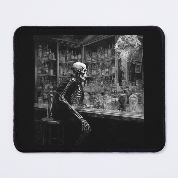 Item preview, Black and White Skeleton at Haunted Bar Art designed and sold by inkoutninja.