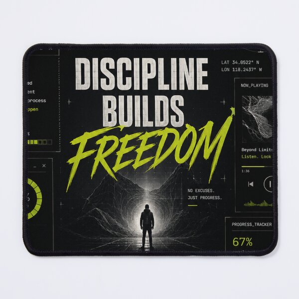 Item preview, Discipline Builds Freedom – Cyberpunk Productivity & Self-Growth Poster designed and sold by NBT-NOVA.