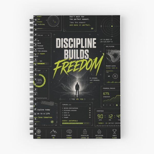 Item preview, Discipline Builds Freedom – Cyberpunk Productivity & Self-Growth Poster designed and sold by NBT-NOVA.