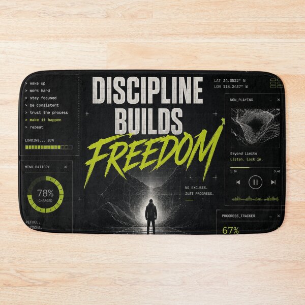 Item preview, Discipline Builds Freedom – Cyberpunk Productivity & Self-Growth Poster designed and sold by NBT-NOVA.