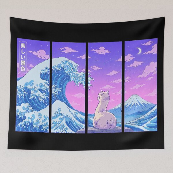 Item preview, Funny Alpaca Japanese Kanagawa Wave Vapor Japan Boys Girls Kids designed and sold by FurryHavenPH.
