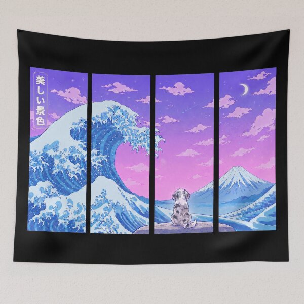 Item preview, Funny Aussiedoodle Japanese Kanagawa Wave Vapor Japan Boys Girls Kids designed and sold by FurryHavenPH.