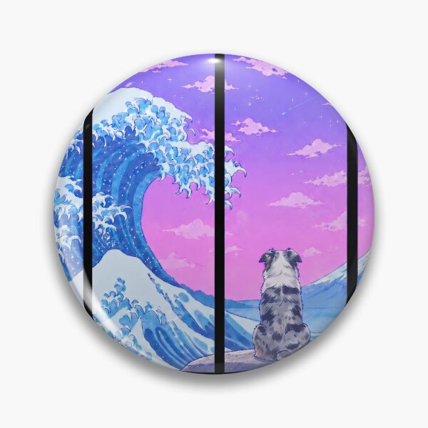 Item preview, Funny Australian Shepherd Japanese Kanagawa Wave Vapor Japan Boys Girls Kids designed and sold by FurryHavenPH.
