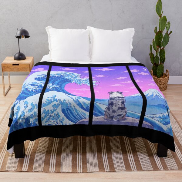 Item preview, Funny Australian Shepherd Japanese Kanagawa Wave Vapor Japan Boys Girls Kids designed and sold by FurryHavenPH.