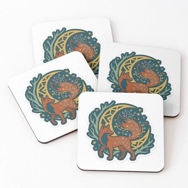 Item preview, Mystical Fox Under Crescent Moon designed and sold by belajarubic.