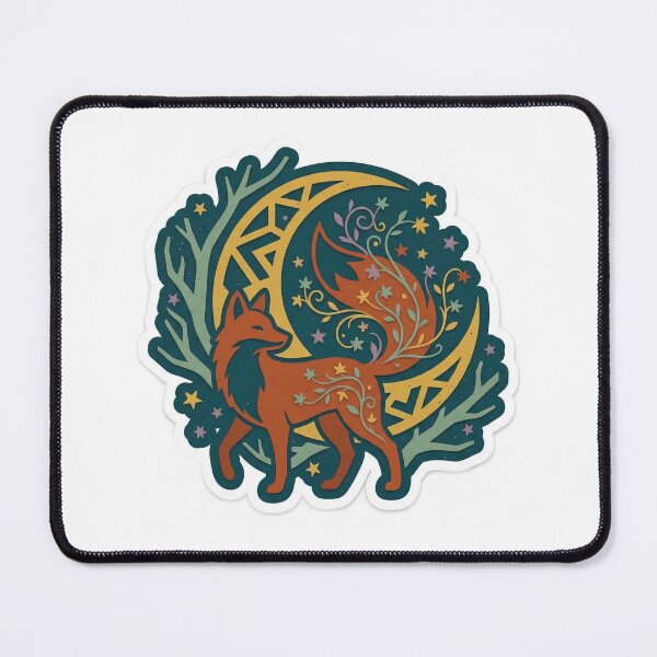 Item preview, Mystical Fox Under Crescent Moon designed and sold by belajarubic.