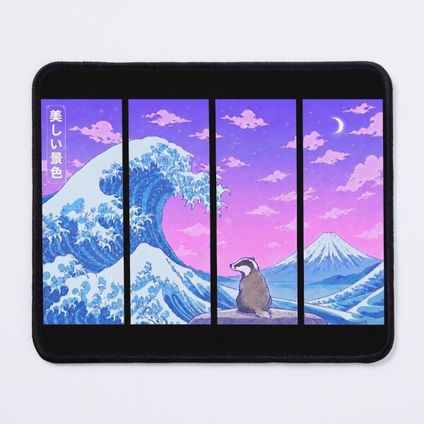 Item preview, Funny Badger Japanese Kanagawa Wave Vapor Japan Boys Girls Kids designed and sold by FurryHavenPH.