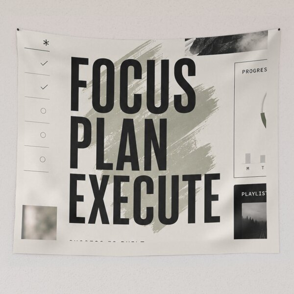 Item preview, Focus Plan Execute – Minimalist Productivity Motivation Poster designed and sold by NBT-NOVA.
