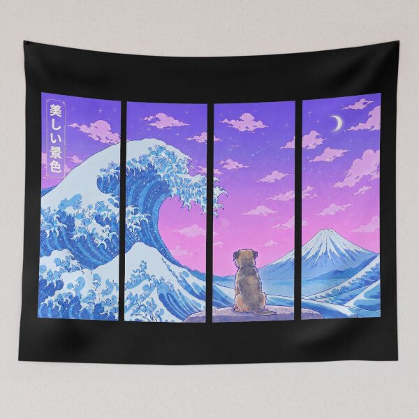 Item preview, Funny Border Terrier Japanese Kanagawa Wave Vapor Japan Boys Girls Kids designed and sold by FurryHavenPH.